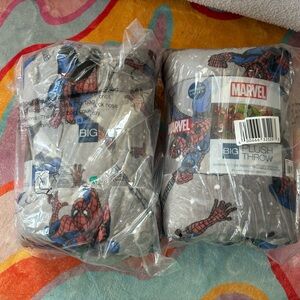 2 PACK Marvel Spider-Man Plush Throw Blanket - Gray and Red